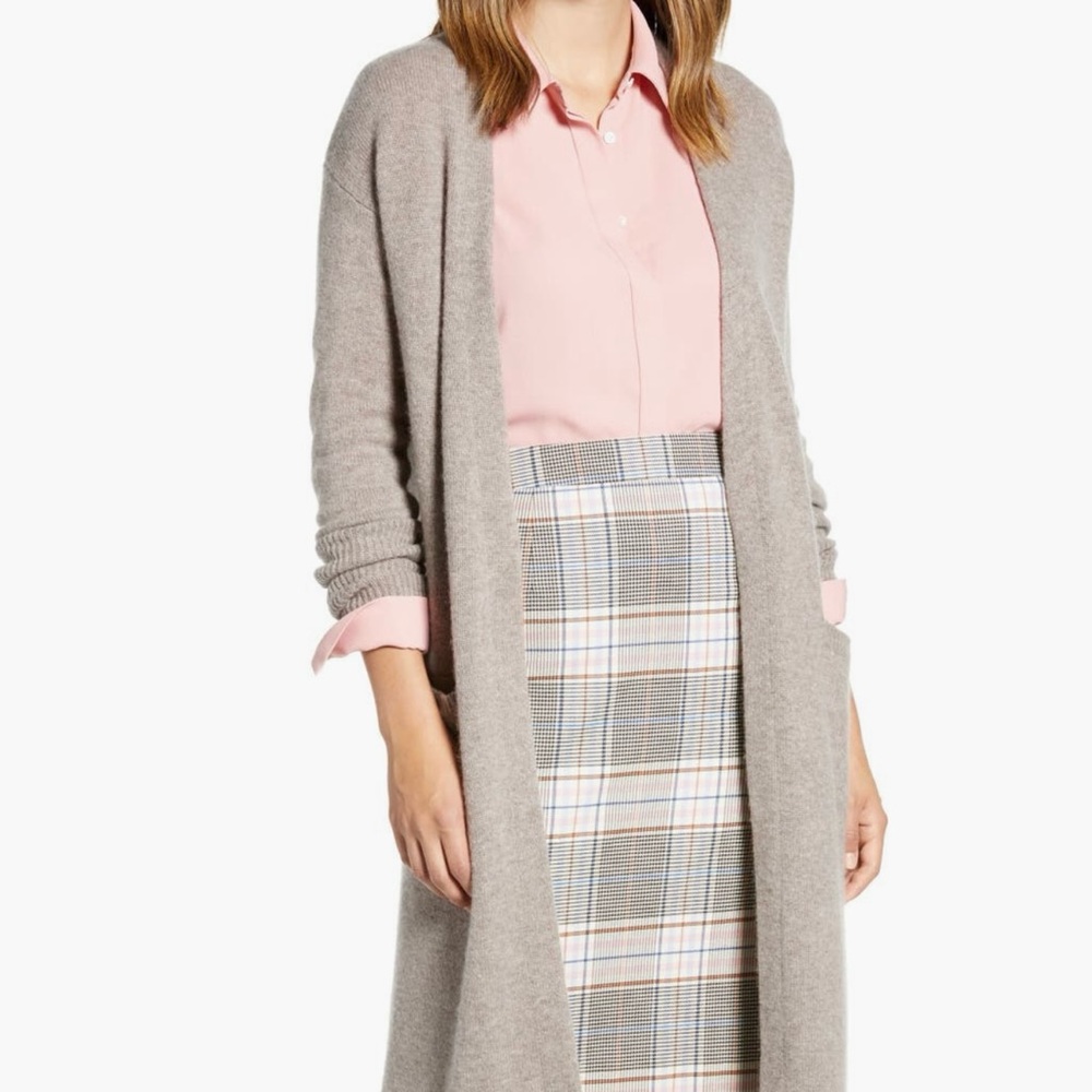 Halogen Cashmere Blend Button Down Long Cardigan … - image 1